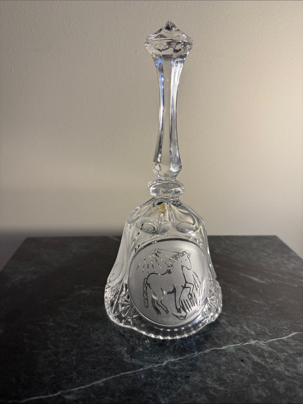 Clear Crystal Etched Horse Decorative Bell